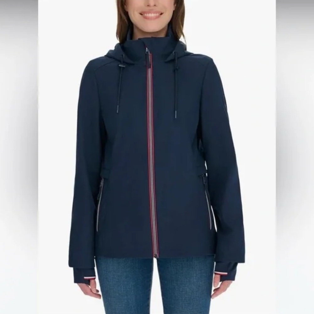 Tommy Hilfiger Women's Dark Blue Windbreaker with hood